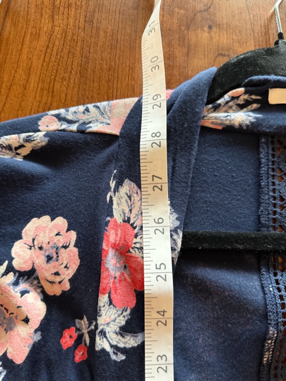 Maurices Navy Cardigan with Coral Floral Accent and Lace Back - Size S (fits M) - Picture 5 of 7